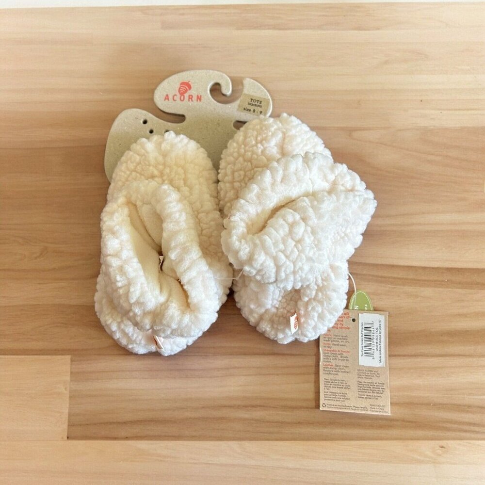 Acorn tots Unisex Little Kids‎ Baby 8-9 Cream Popcorn Baby Booties Slippers NEW